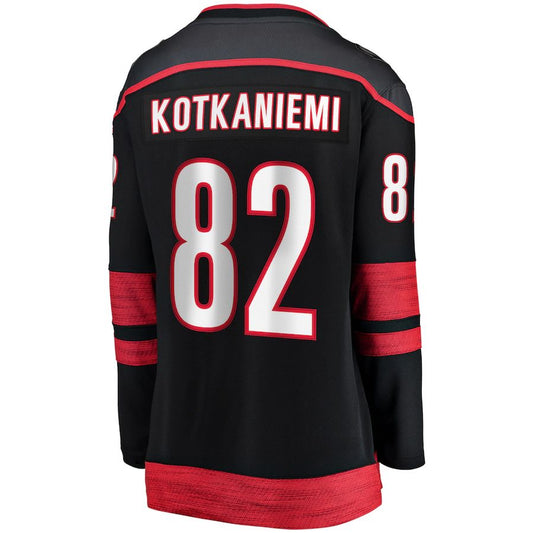 C.Hurricanes #82 Jesperi Kotkaniemi Fanatics Branded Home Breakaway Player Jersey Black Stitched American Hockey Jerseys CustomName