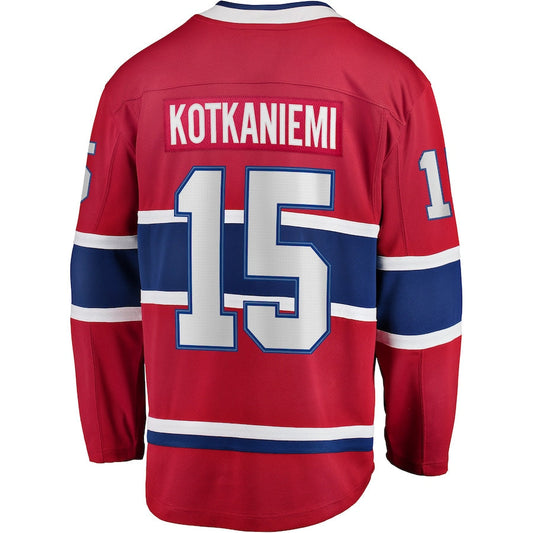 M.Canadiens #15 Jesperi Kotkaniemi  Fanatics Branded Home Breakaway Player Jersey Red Stitched American Hockey Jerseys CustomName
