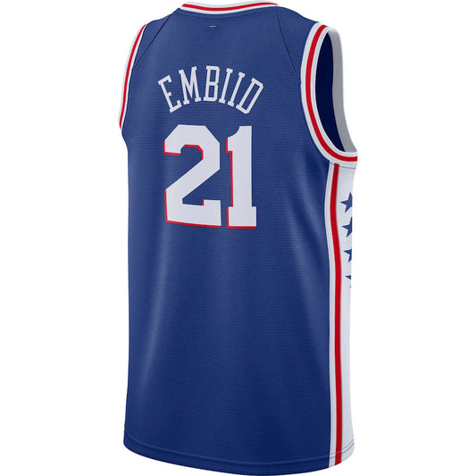 PH.76ers #21 Joel Embiid 2019-2020 Swingman Jersey Royal Icon Edition Stitched American Basketball Jersey