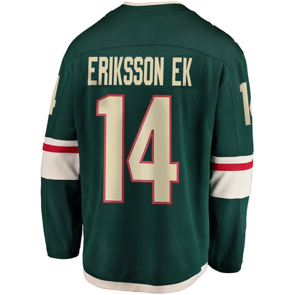 M.Wild #14 Joel Eriksson Ek Fanatics Branded Breakaway Jersey Green Stitched American Hockey Jerseys CustomName