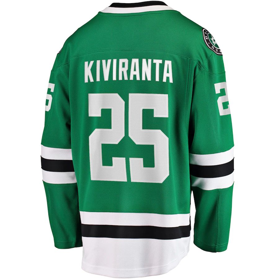 D.Stars #25 Joel Kiviranta Fanatics Branded Home Breakaway Jersey Kelly Green Stitched American Hockey Jerseys CustomName