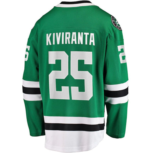 D.Stars #25 Joel Kiviranta Fanatics Branded Home Breakaway Jersey Kelly Green Stitched American Hockey Jerseys CustomName