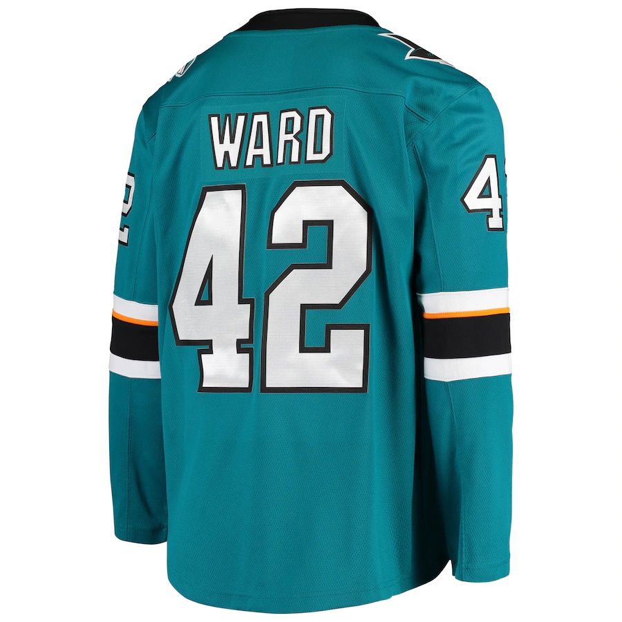 SJ.Sharks #42 Joel Ward Fanatics Branded Breakaway Home Player Jersey Teal Stitched American Hockey Jerseys CustomName