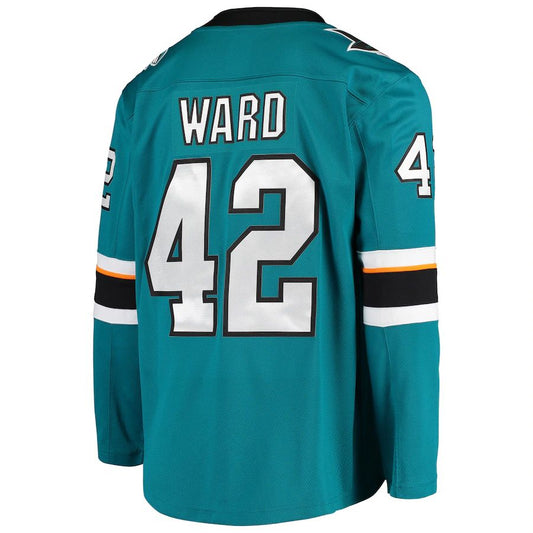 SJ.Sharks #42 Joel Ward Fanatics Branded Breakaway Home Player Jersey Teal Stitched American Hockey Jerseys CustomName