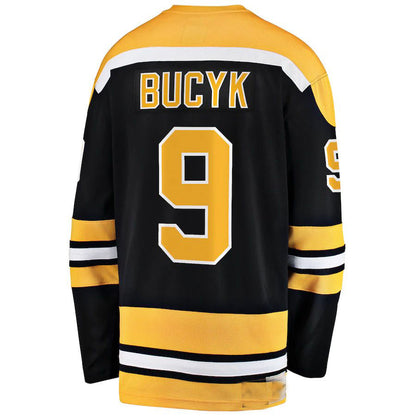 B.Bruins #9 John Bucyk Fanatics Branded Premier Breakaway Retired Player Jersey Black Stitched American Hockey Jerseys CustomName
