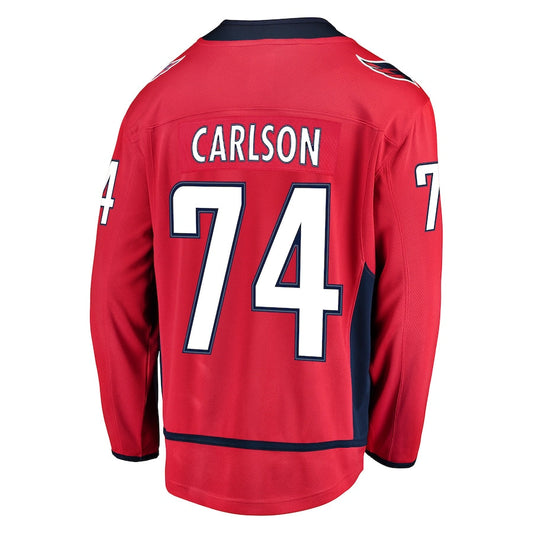 W.Capitals #74 John Carlson Fanatics Branded Home Breakaway Player Jersey Red Stitched American Hockey Jerseys CustomName