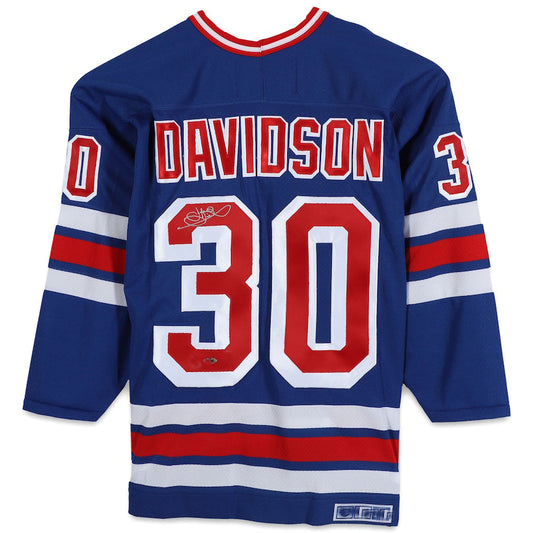 NY.Rangers #30 John Davidson Fanatics Authentic Autographed Blue Jersey Blue Stitched American Hockey Jerseys CustomName
