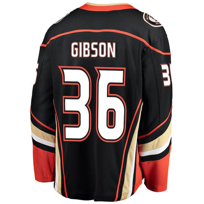 A.Ducks #36 John Gibson Fanatics Branded Breakaway Player Jersey Black Stitched American Hockey Jerseys CustomName