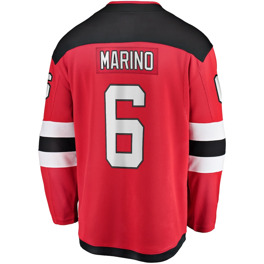 NJ.Devils #6 John Marino Fanatics Branded Home Breakaway Player Jersey Red Stitched American Hockey Jerseys CustomName