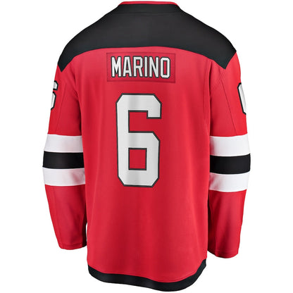 NJ.Devils #6 John Marino Fanatics Branded Home Breakaway Player Jersey Red Stitched American Hockey Jerseys CustomName