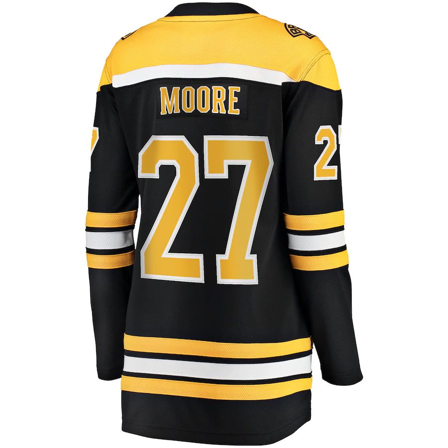 B.Bruins #27 John Moore Fanatics Branded Home Breakaway Player Jersey Black Stitched American Hockey Jerseys CustomName