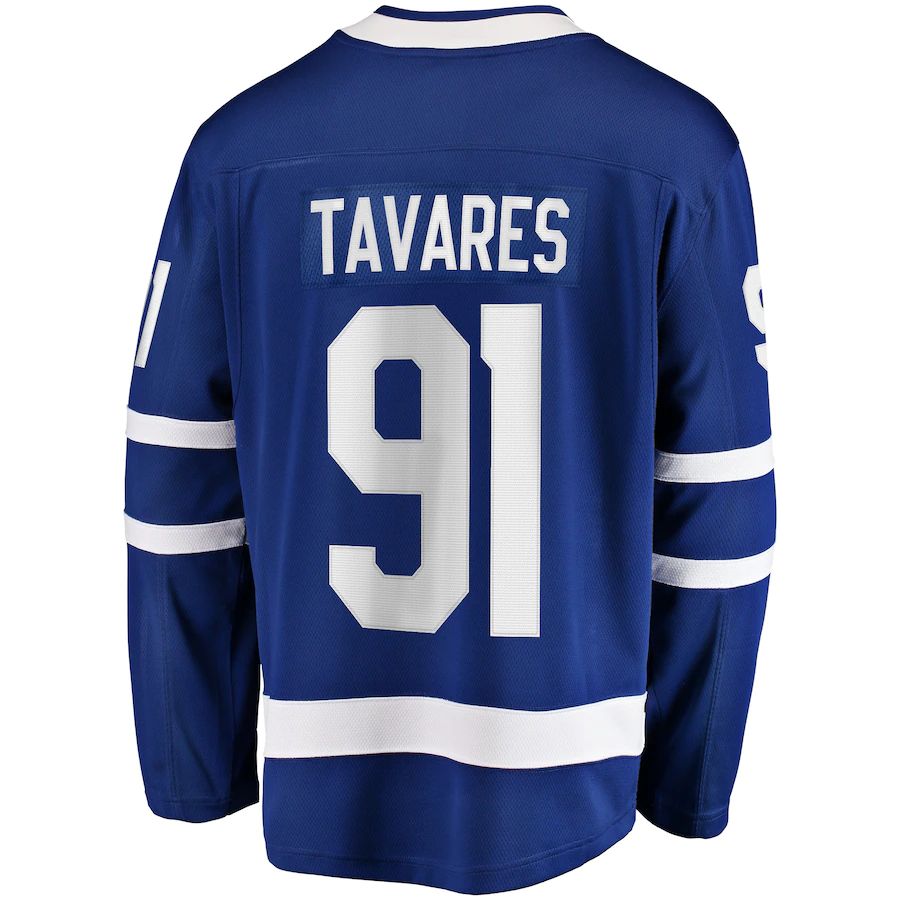 T.Maple Leafs #91 John Tavares Fanatics Branded Home Captain Premier Breakaway Player Jersey Blue Stitched American Hockey Jerseys CustomName