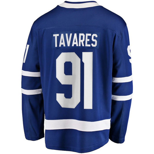 T.Maple Leafs #91 John Tavares Fanatics Branded Home Captain Premier Breakaway Player Jersey Blue Stitched American Hockey Jerseys CustomName
