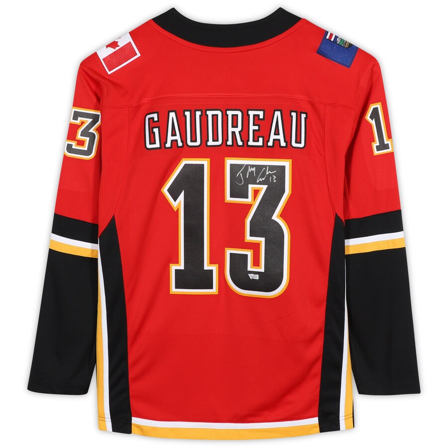 C.Flames #13 Johnny Gaudreau Fanatics Authentic AutographedFanatics Breakaway Jersey Red Stitched American Hockey Jerseys CustomName