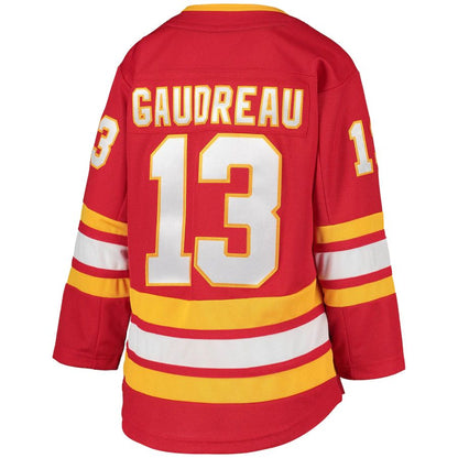 C.Flames #13 Johnny Gaudreau 2020-21 Home Premier Player Jersey Red Stitched American Hockey Jerseys CustomName