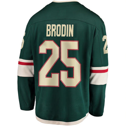 M.Wild #25 Jonas Brodin Fanatics Branded Youth Breakaway Player Jersey Green Stitched American Hockey Jerseys CustomName
