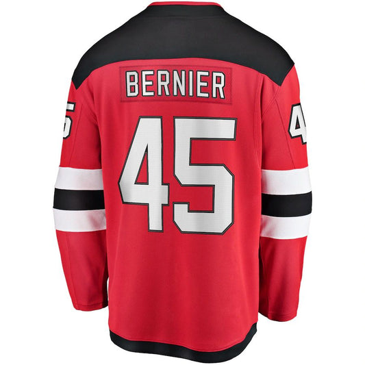 NJ.Devils #45 Jonathan Bernier Fanatics Branded Breakaway Player Jersey Red Stitched American Hockey Jerseys CustomName