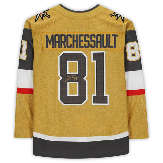 V.Golden Knights #81 Jonathan Marchessault Fanatics Authentic Autographed Gold Alternate Jersey Hockey Jerseys CustomName