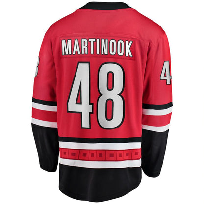 C.Hurricanes #48 Jordan Martinook Fanatics Branded Home Breakaway Player Jersey Red Stitched American Hockey Jerseys CustomName