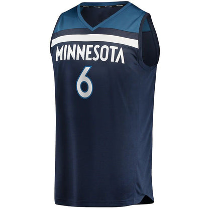 M.Timberwolves #6 Jordan McLaughlin Fanatics Branded  Fast Break Player Jersey  Icon Edition Navy Stitched American Basketball Jersey