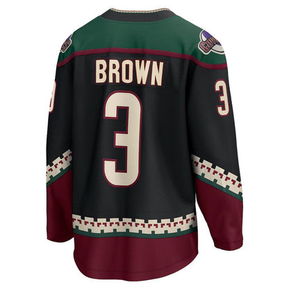 A.Coyotes #3 Josh Brown Fanatics Branded Home Breakaway Player Jersey Black Stitched American Hockey Jerseys CustomName