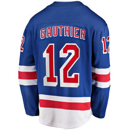 NY.Rangers #12 Julien Gauthier Fanatics Branded 2017-18 Home Breakaway Replica Jersey Blue Stitched American Hockey Jerseys CustomName