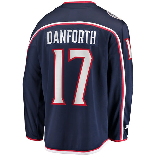 C.Blue Jackets #17 Justin Danforth Fanatics Branded Home Breakaway Player Jersey Navy Stitched American Hockey Jerseys CustomName