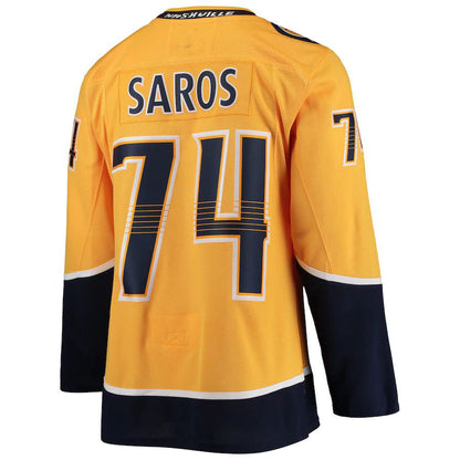 N.Predators #74 Juuse Saros Home Authentic Player Jersey Gold Stitched American Hockey Jerseys CustomName