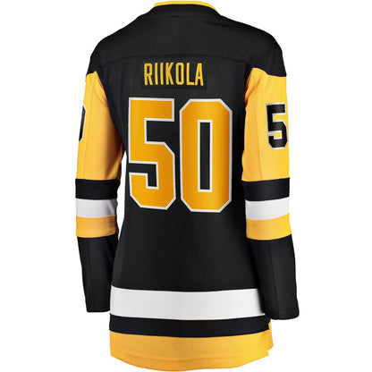 P.Penguins #50 Juuso Riikola Fanatics Branded Women's Home Breakaway Player Jersey Black Stitched American Hockey Jerseys CustomName