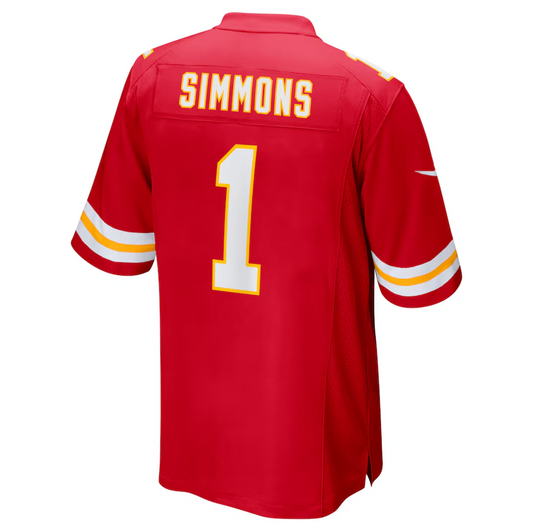 KC.Chiefs #1 Josh Simmons Red 2025 Draft First Round Pick Game Stitched American Football Jerseys