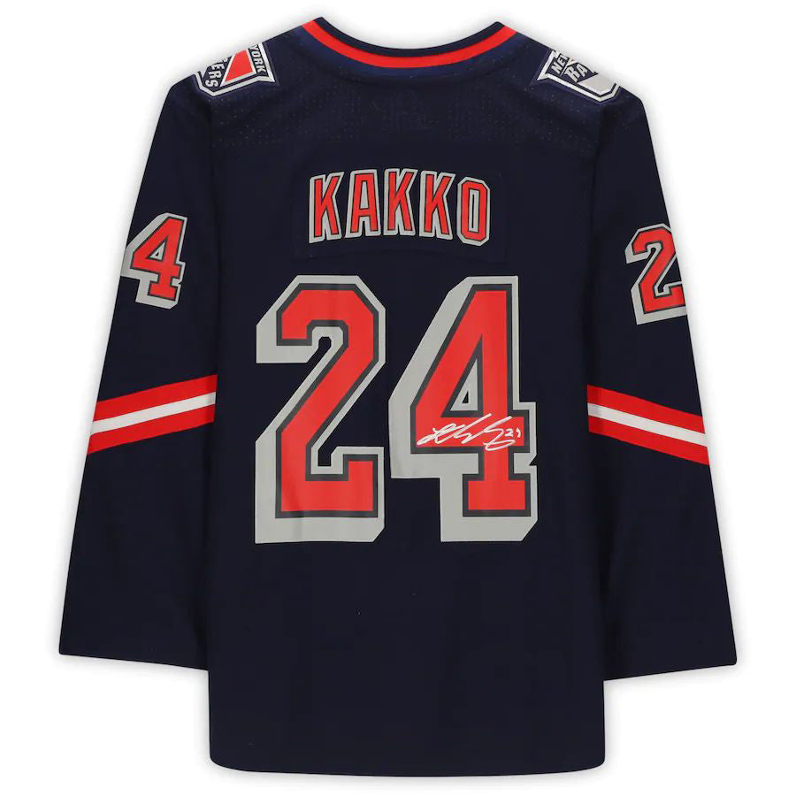 NY.Rangers #24 Kaapo Kakko Fanatics Authentic Autographed 2020-21 Reverse Retro Navy Stitched American Hockey Jerseys CustomName