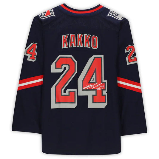NY.Rangers #24 Kaapo Kakko Fanatics Authentic Autographed 2020-21 Reverse Retro Navy Stitched American Hockey Jerseys CustomName