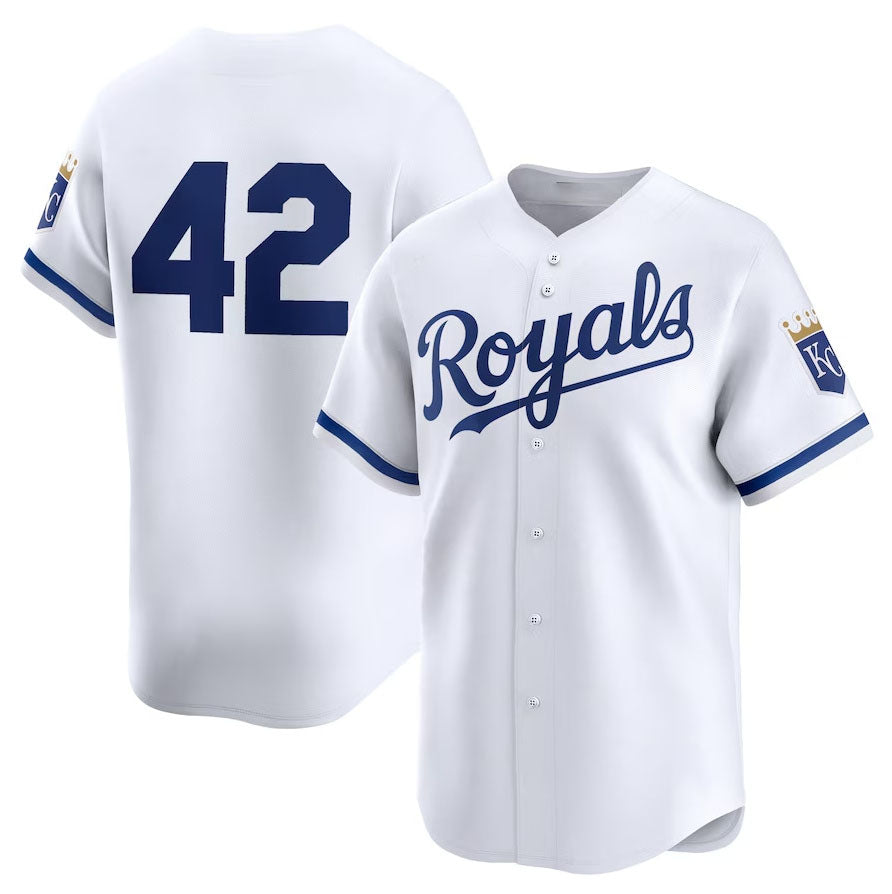 Kansas City Royals 2024 #42 Jackie Robinson Day Home Limited Jersey ¨C White Stitches Baseball Jerseys