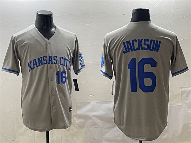 Kansas City Royals #16 Bo Jackson Gray 2024 Away Limited Stitched Baseball Jersey