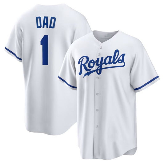 Kansas City Royals #1 Dad Home Replica Jersey - White Stitched Baseball Jersey