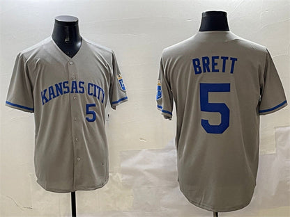 Kansas City Royals #5 George Brett Gray 2024 Away Limited Stitched Baseball Jersey