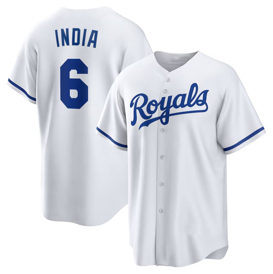 Kansas City Royals #6 Jonathan India Home Replica Player Jersey - White Stitched Baseball Jersey