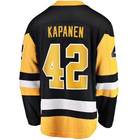 P.Penguins #42 Kasperi Kapanen Fanatics Branded Home Breakaway Jersey Black Stitched American Hockey Jerseys CustomName