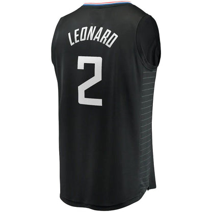 LA.Clippers #2 Kawhi Leonard Fanatics Branded 2020-21 Fast Break Player Jersey  Black Statement Edition Stitched American Basketball Jersey