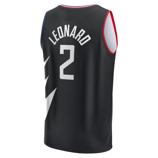 LA.Clippers #2 Kawhi Leonard Fanatics Branded 2021-22 Fast Break Player Jersey Black Statement Edition Stitched American Basketball Jersey
