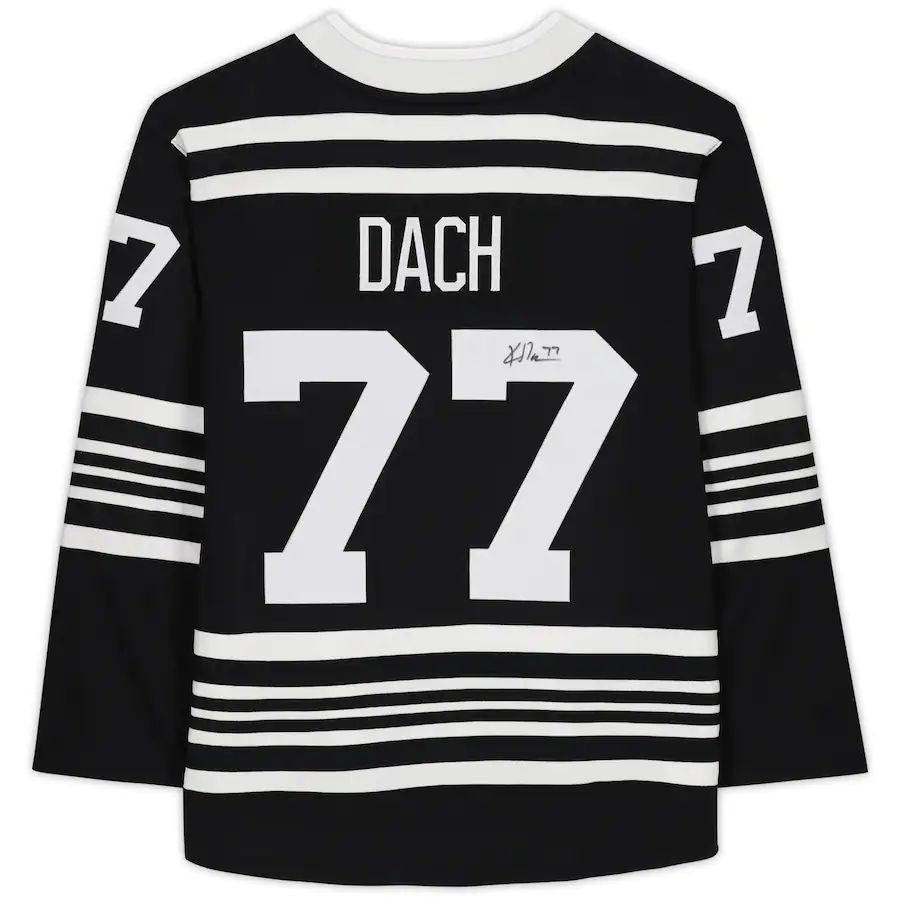 C.Blackhawks #77 Kirby Dach Fanatics Authentic Autographed Fanatics Alternate Breakaway Jersey Black Stitched American Hockey Jerseys CustomName