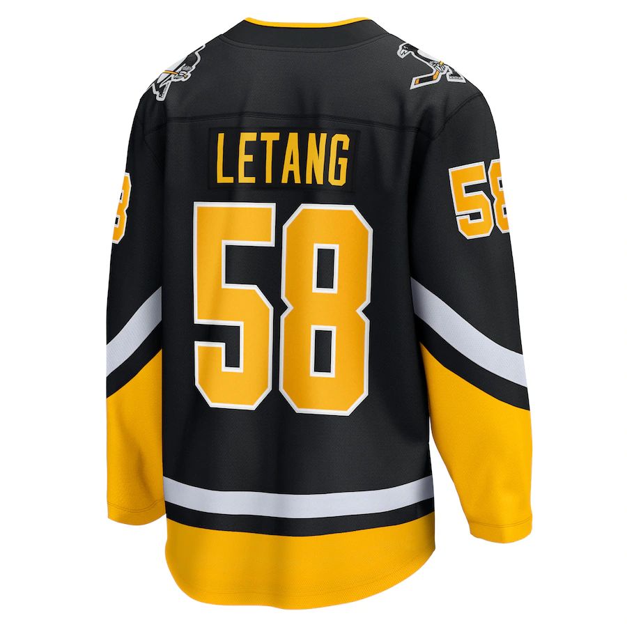 P.Penguins #58 Kris Letang Fanatics Branded 2021-22 Alternate Premier Breakaway Player Jersey  Black Stitched American Hockey Jerseys CustomName