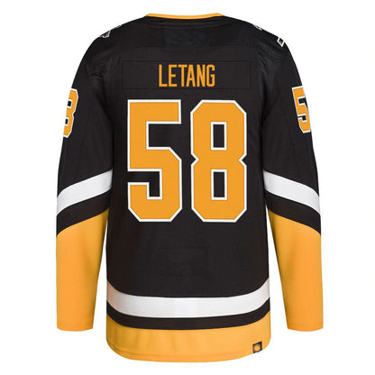 P.Penguins #58 Kris Letang 2021-22 Alternate Primegreen Authentic Pro Player Jersey Black Stitched American Hockey Jerseys CustomName