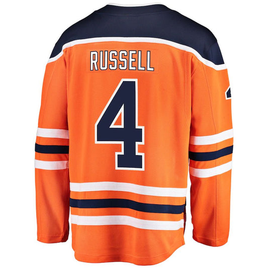 E.Oilers #4 Kris Russell Fanatics Branded Breakaway Player Jersey Orange Stitched American Hockey Jerseys CustomName