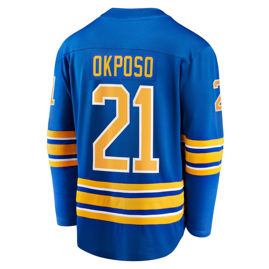 B.Sabres #21 Kyle Okposo Fanatics Branded Home Breakaway Jersey Royal Stitched American Hockey Jerseys CustomName