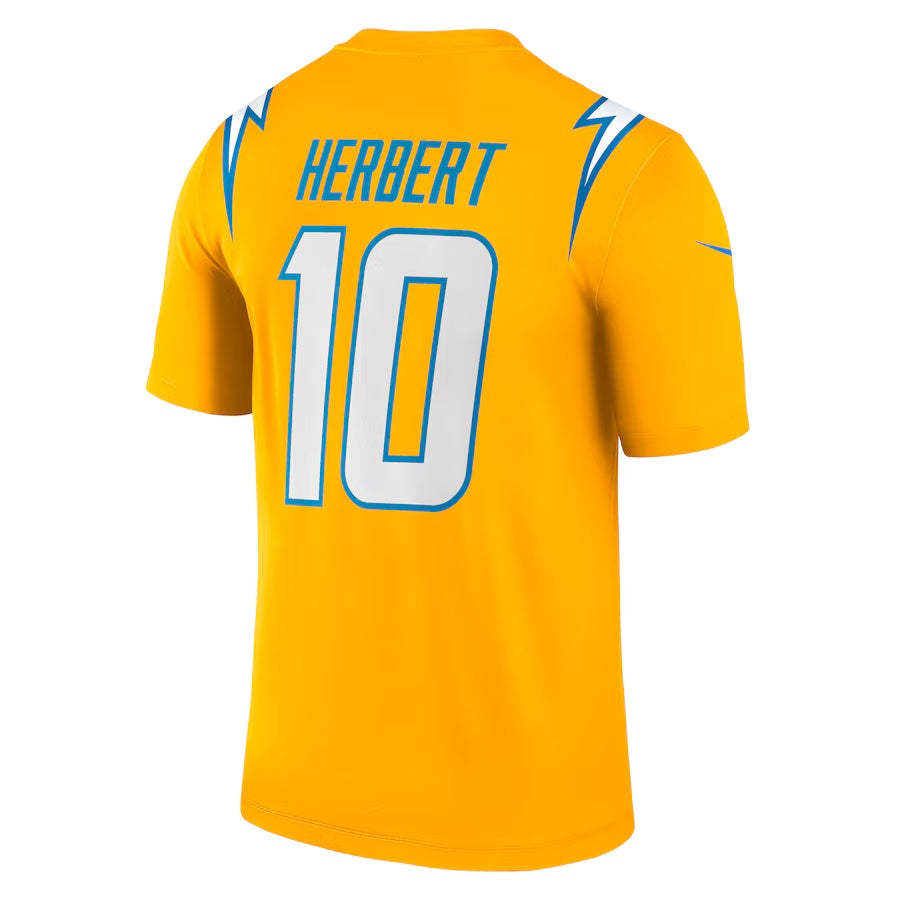 LA.Chargers #10 Justin Herbert Gold Alternate Charger Power Legend Player Performance Top American Football Jerseys