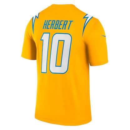 LA.Chargers #10 Justin Herbert Gold Alternate Charger Power Legend Player Performance Top American Football Jerseys