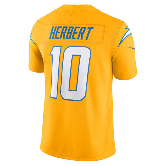 LA.Chargers #10 Justin Herbert Gold Alternate Charger Power Vapor F.U.S.E. Limited American Football Jerseys
