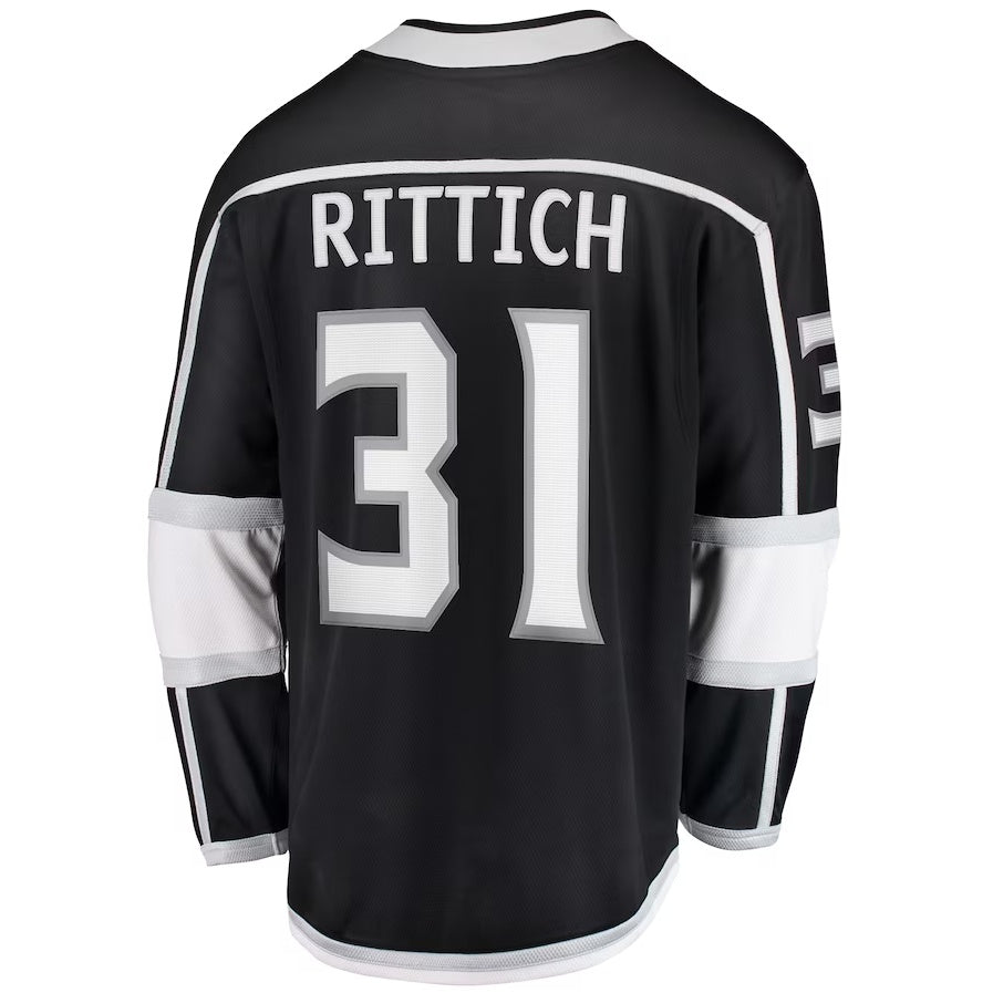 LA.Kings #31 David Rittich Fanatics Home Premier Breakaway Player Jersey - Black Stitched American Hockey Jerseys CustomName