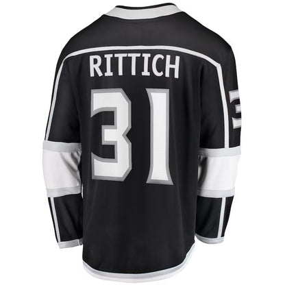 LA.Kings #31 David Rittich Fanatics Home Premier Breakaway Player Jersey - Black Stitched American Hockey Jerseys CustomName